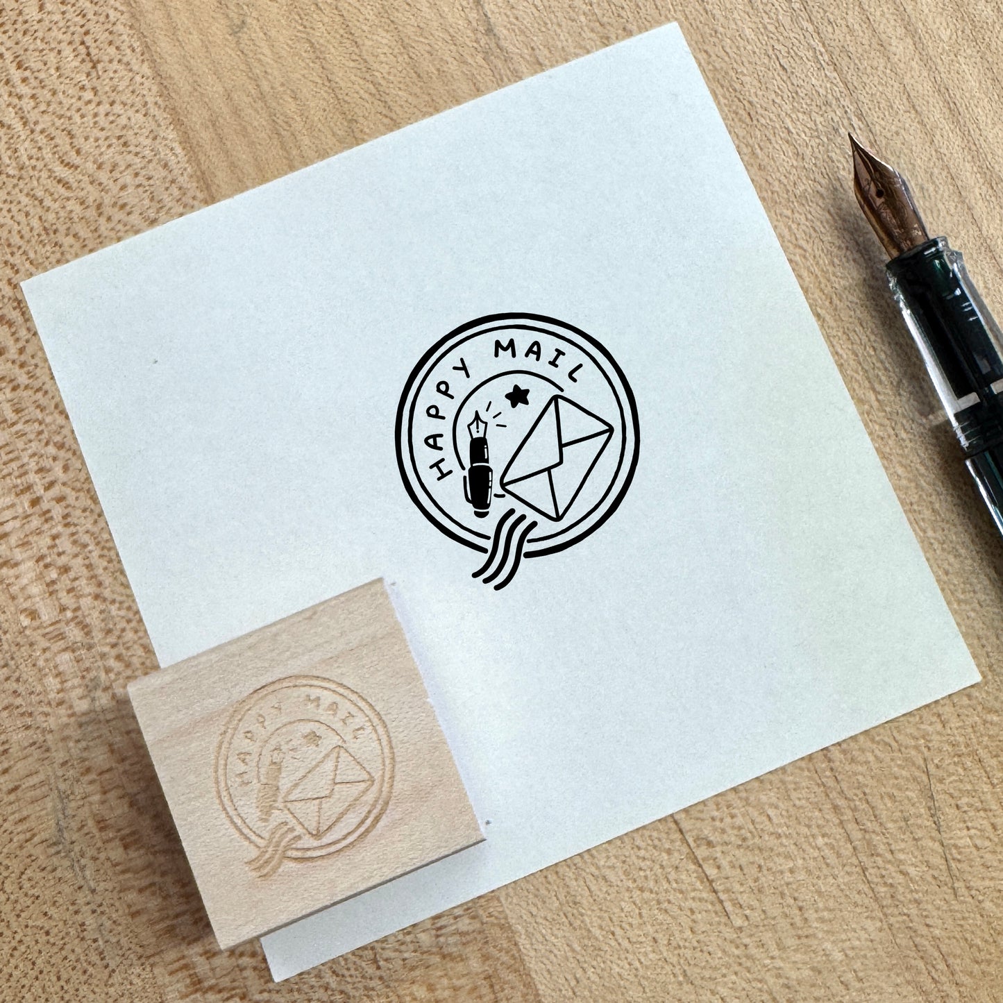Happy Mail Wooden Rubber Stamp · Paper Plant Co.