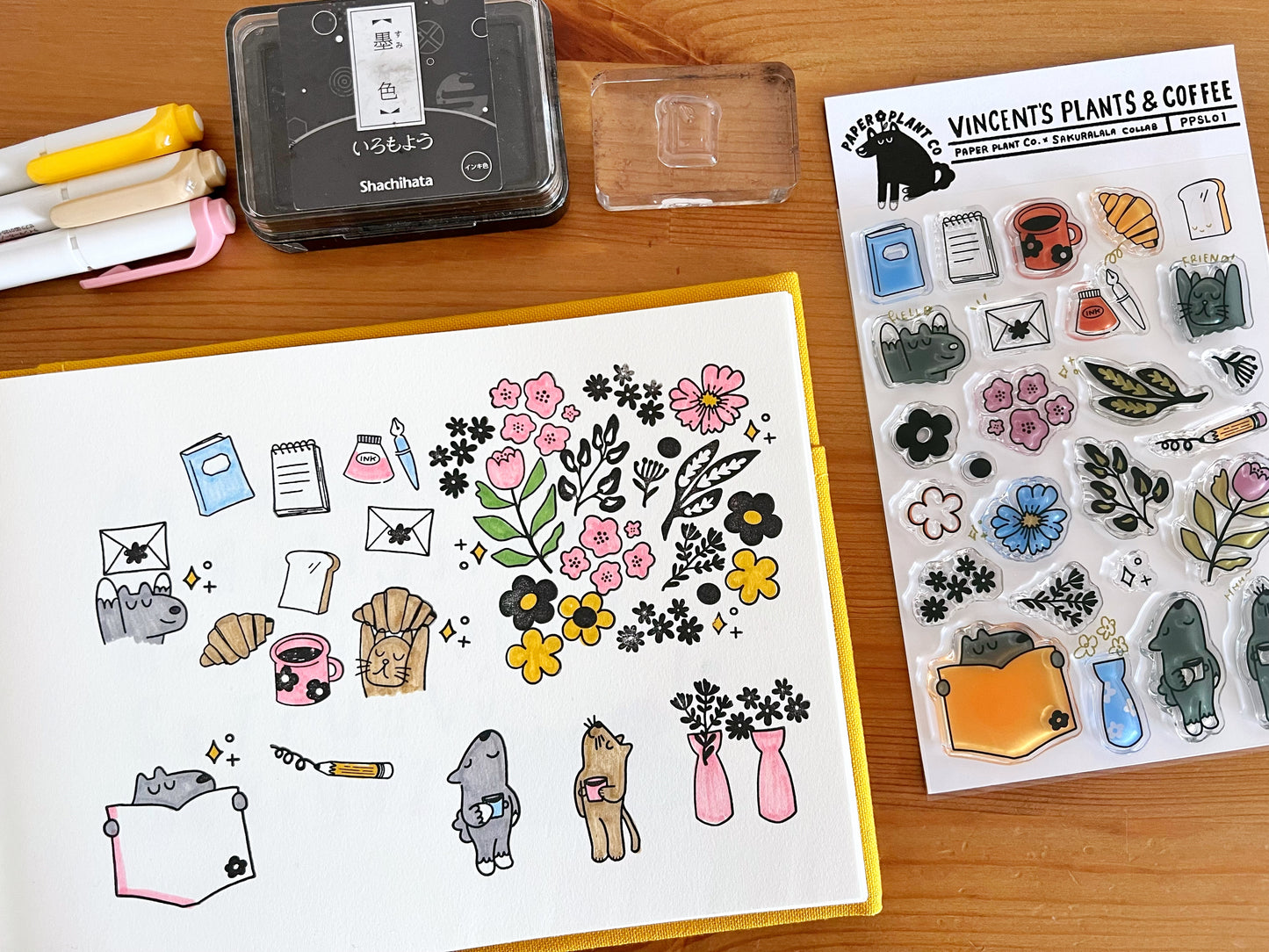 Vincent's Plants & Coffee Clear Stamps · Paper Plant Co x Sakuralala