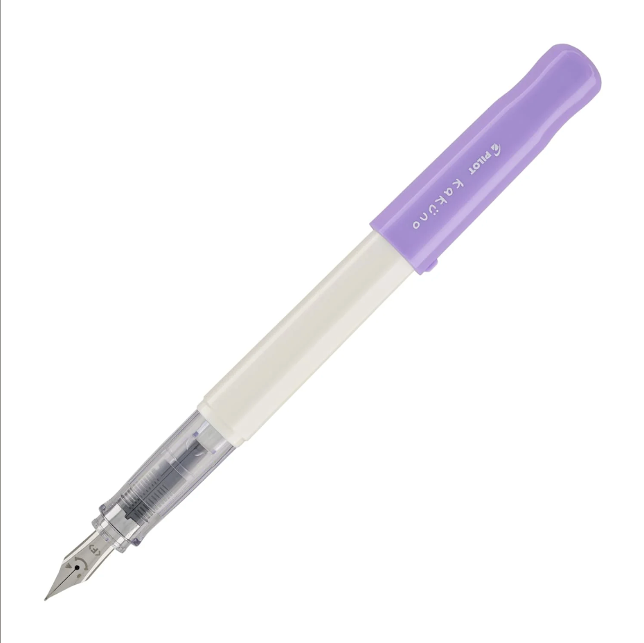 Kakuno Fountain Pen White Barrel/Purple Cap - F