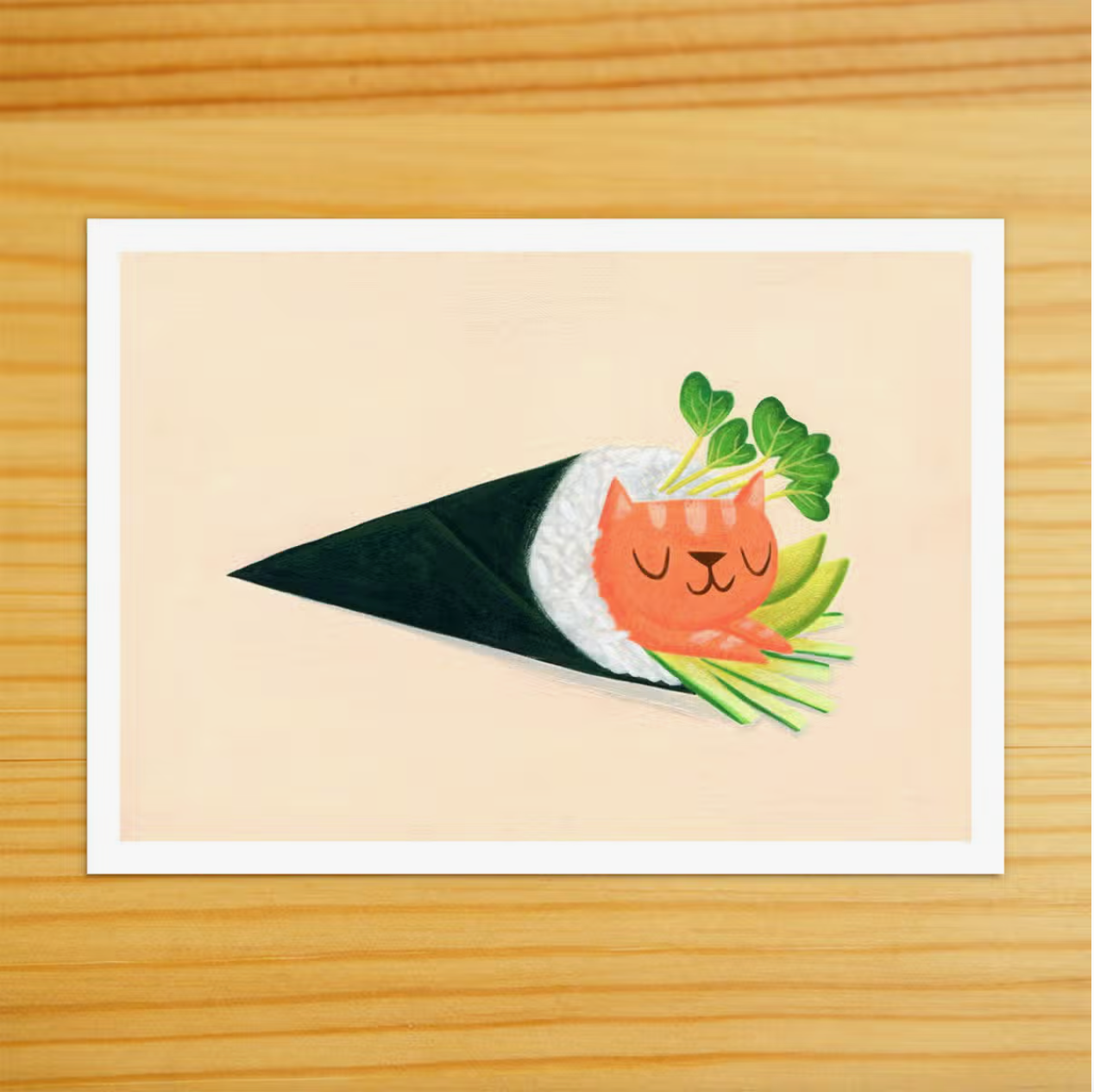 Salmon Handroll Art Print · Nellie Le