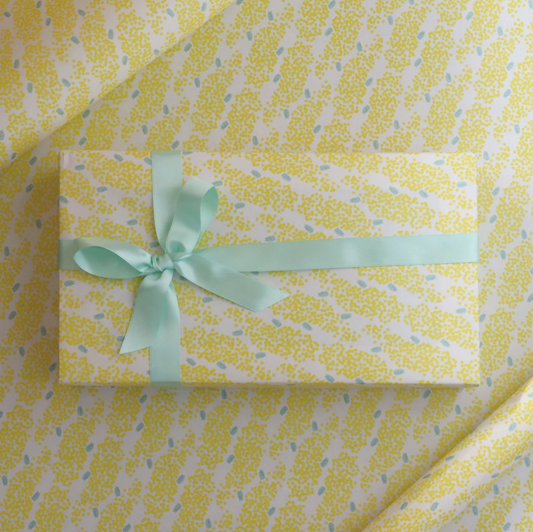 B2 Size Yellow Mimoza Pattern Wrapping Paper · Regaro Papiro