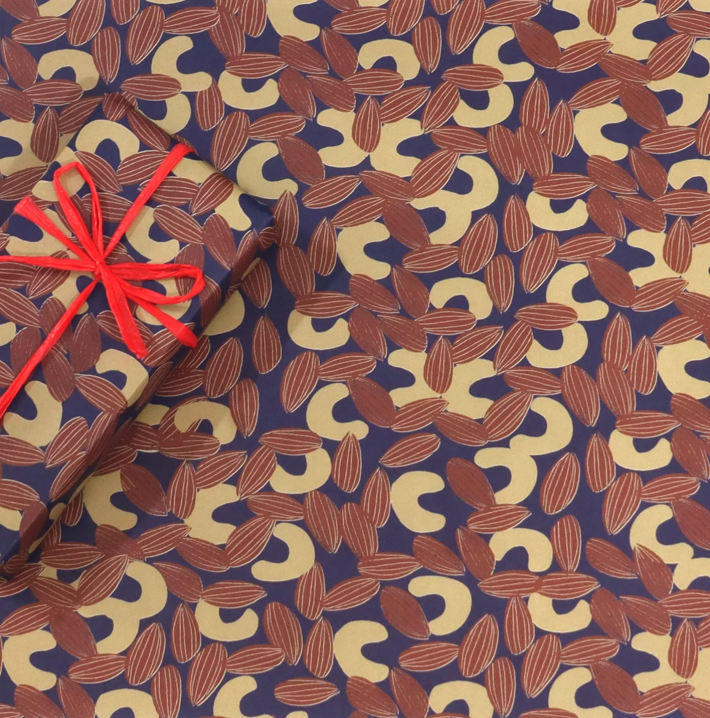 Almond x Cashew Nuts Pattern Wrapping Paper · Regaro Papiro