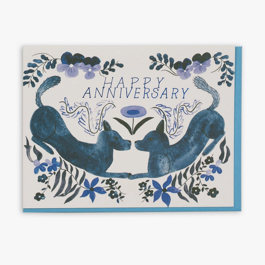Happy Anniversary Folk Dogs Card · Small Adventure