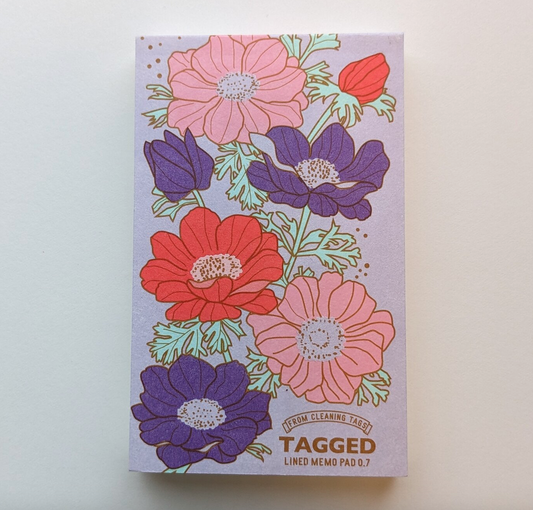 Tagged Memo Pad S - Purple Flowers