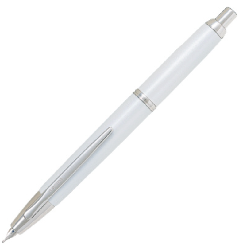 White Decimo Pilot Vanishing Point Fountain Pen