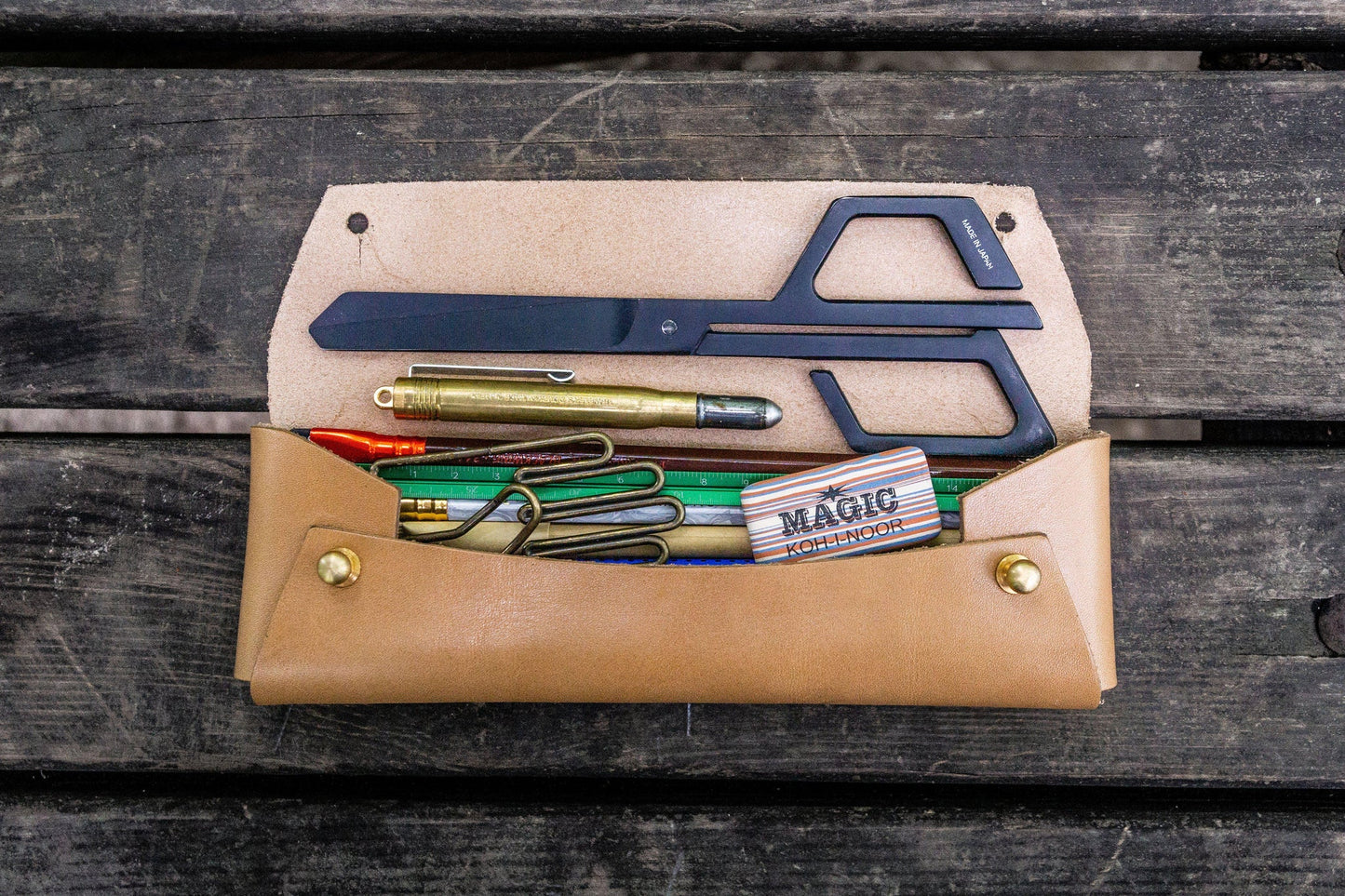 Student Leather Pencil Pouch / Natural · Galen Leather Co.