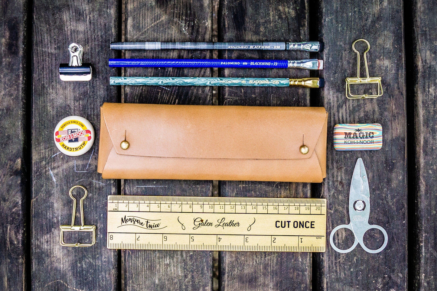 Student Leather Pencil Pouch / Natural · Galen Leather Co.