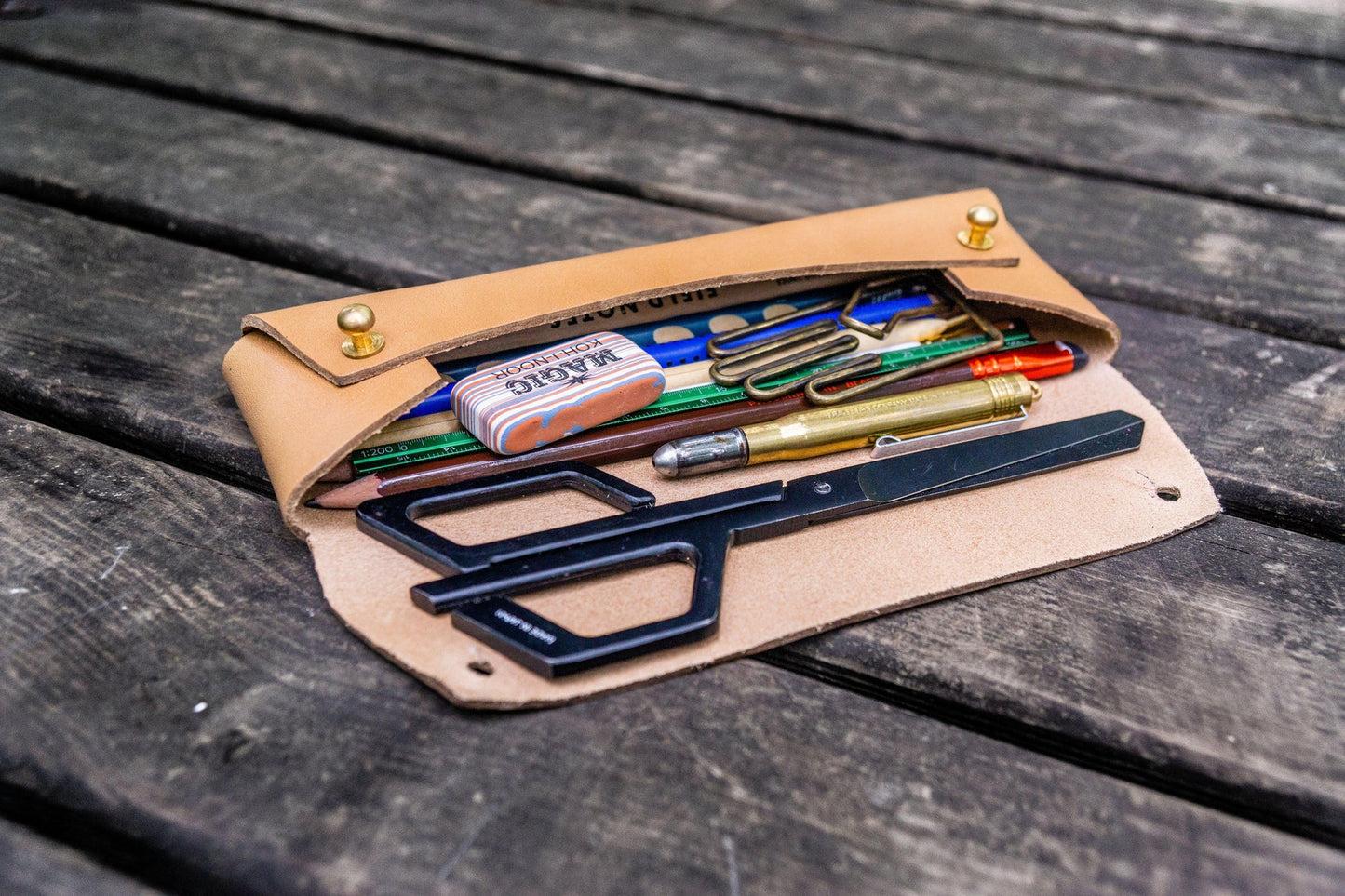 Student Leather Pencil Pouch / Natural · Galen Leather Co.