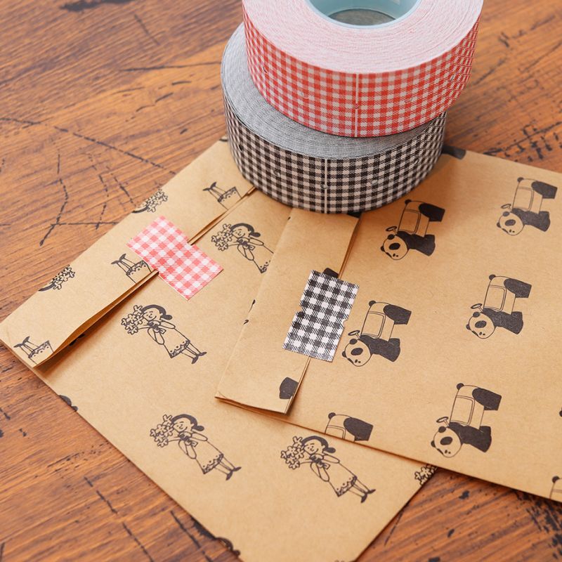 Red Gingham Check Labeler Roll Stickers · 36 Sublo