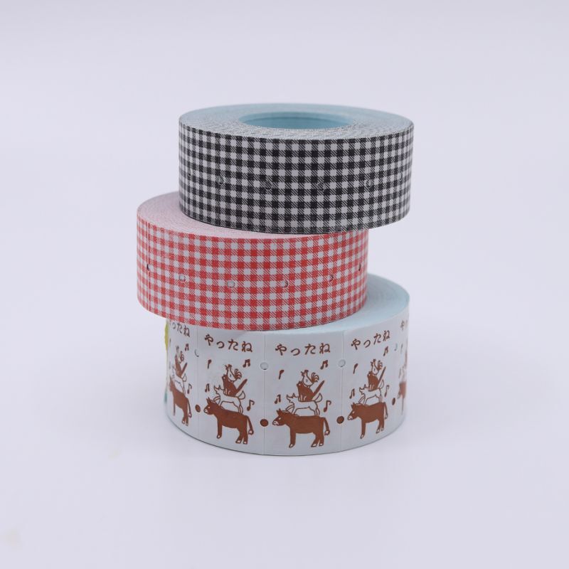 Red Gingham Check Labeler Roll Stickers · 36 Sublo