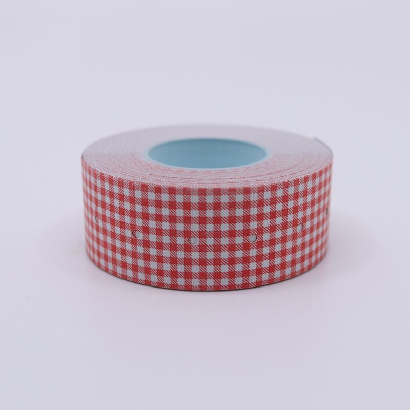 Red Gingham Check Labeler Roll Stickers · 36 Sublo