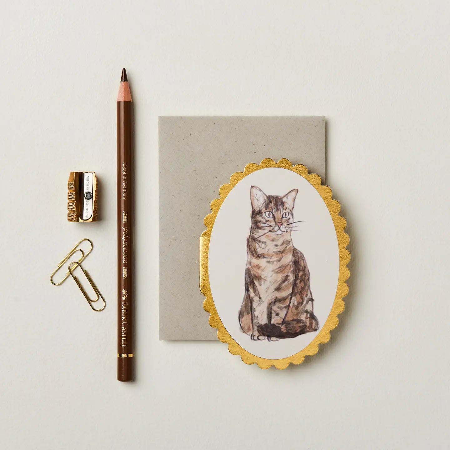 gat tabby brown stripes oval small grey gray envelope