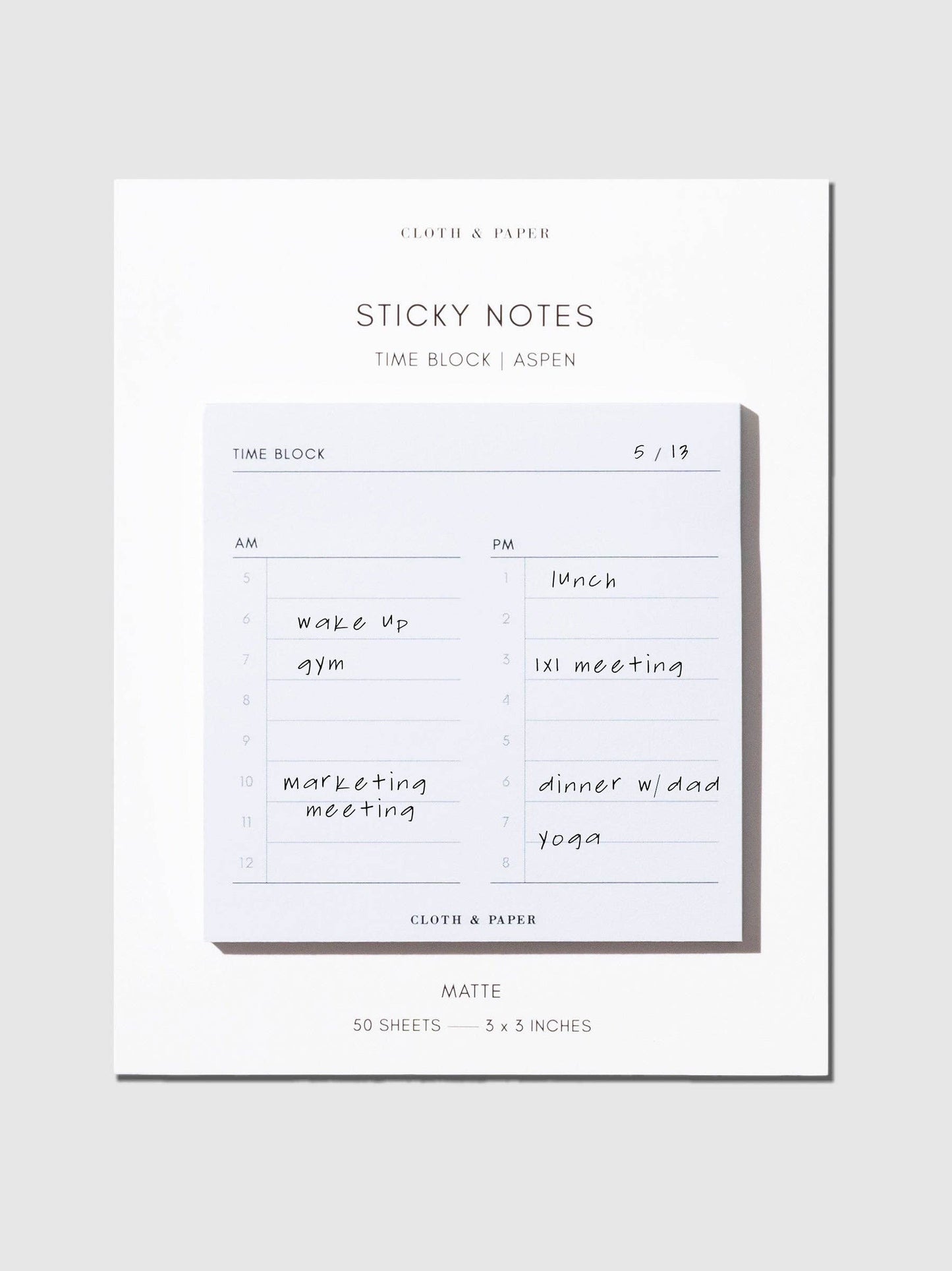 Time Block Sticky Note · Cloth & Paper