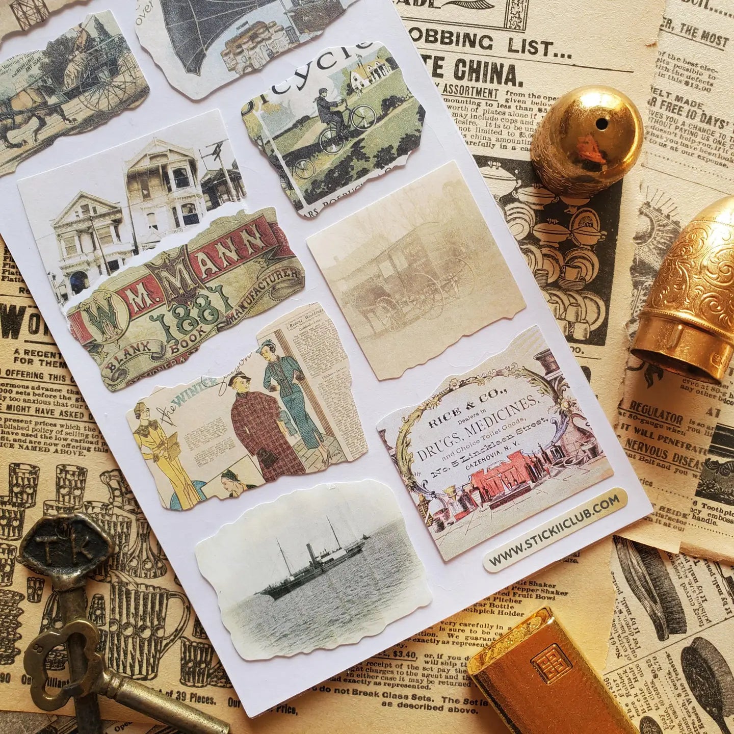 Antique Ephemera Sticker Sheet · STICKII