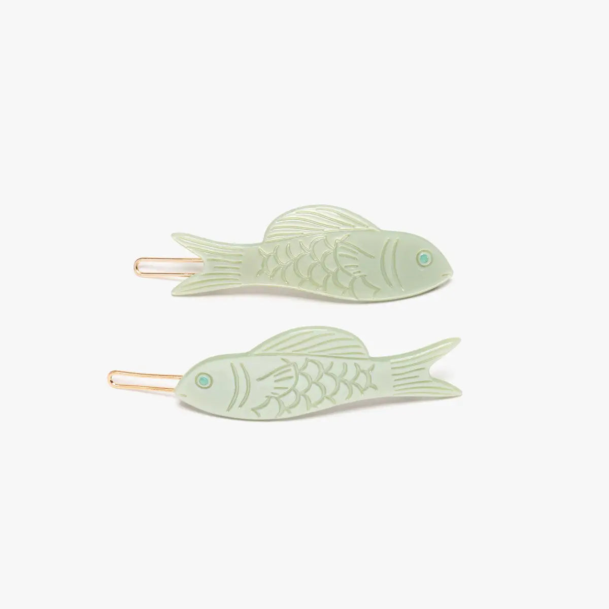 Jade Green Fish Acetate Barrette Clip Set · Winona Irene
