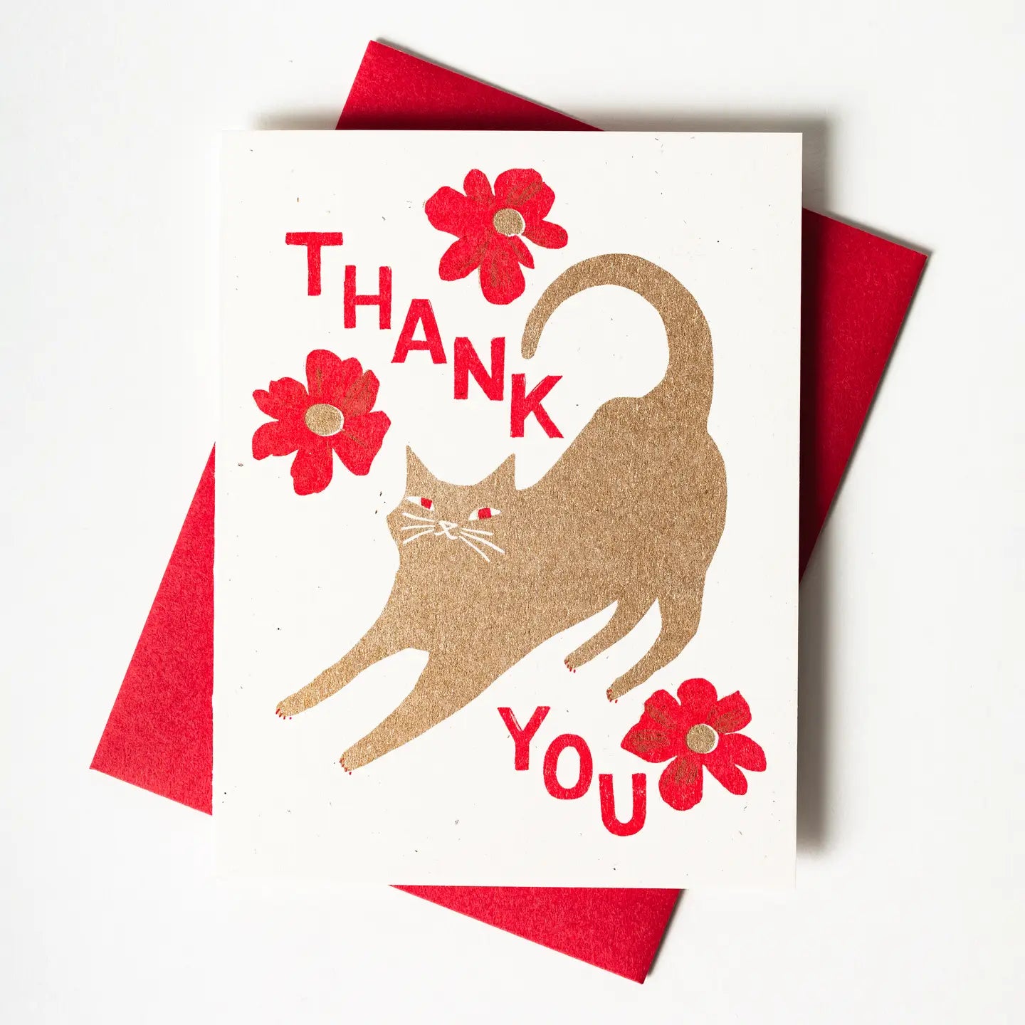 Thank You Cat Blossoms Risograph Card · Bromstad Printing Co.