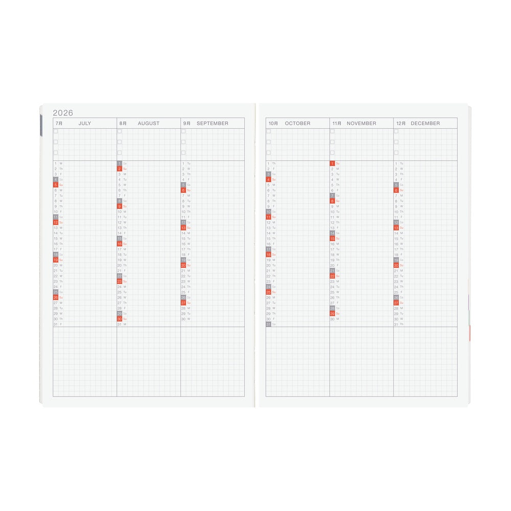 2026 Hobonichi Techo A5 English HON / Paper Series: Black Gingham《January Start | English | A5》