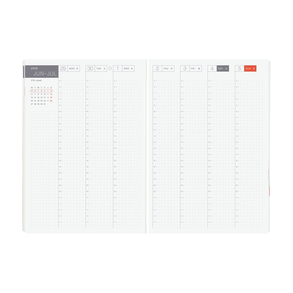 2026 Hobonichi Techo A5 English HON / Paper Series: Black Gingham《January Start | English | A5》