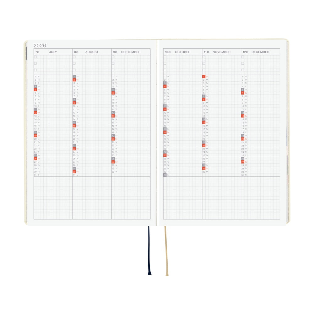 2026 Hobonichi Techo A5 English HON Slash / Ivory《January Start | English | A5》
