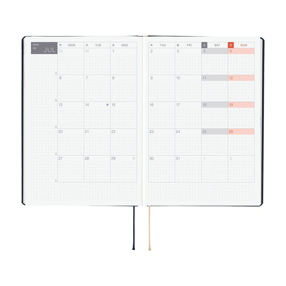 2026 Hobonichi Techo A5 English HON Slash / Navy《January Start | English | A5》