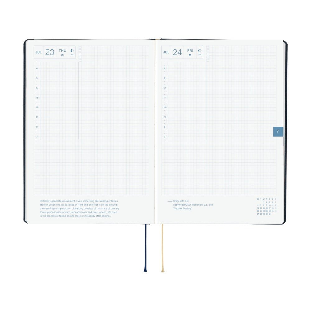 2026 Hobonichi Techo A5 English HON Slash / Navy《January Start | English | A5》