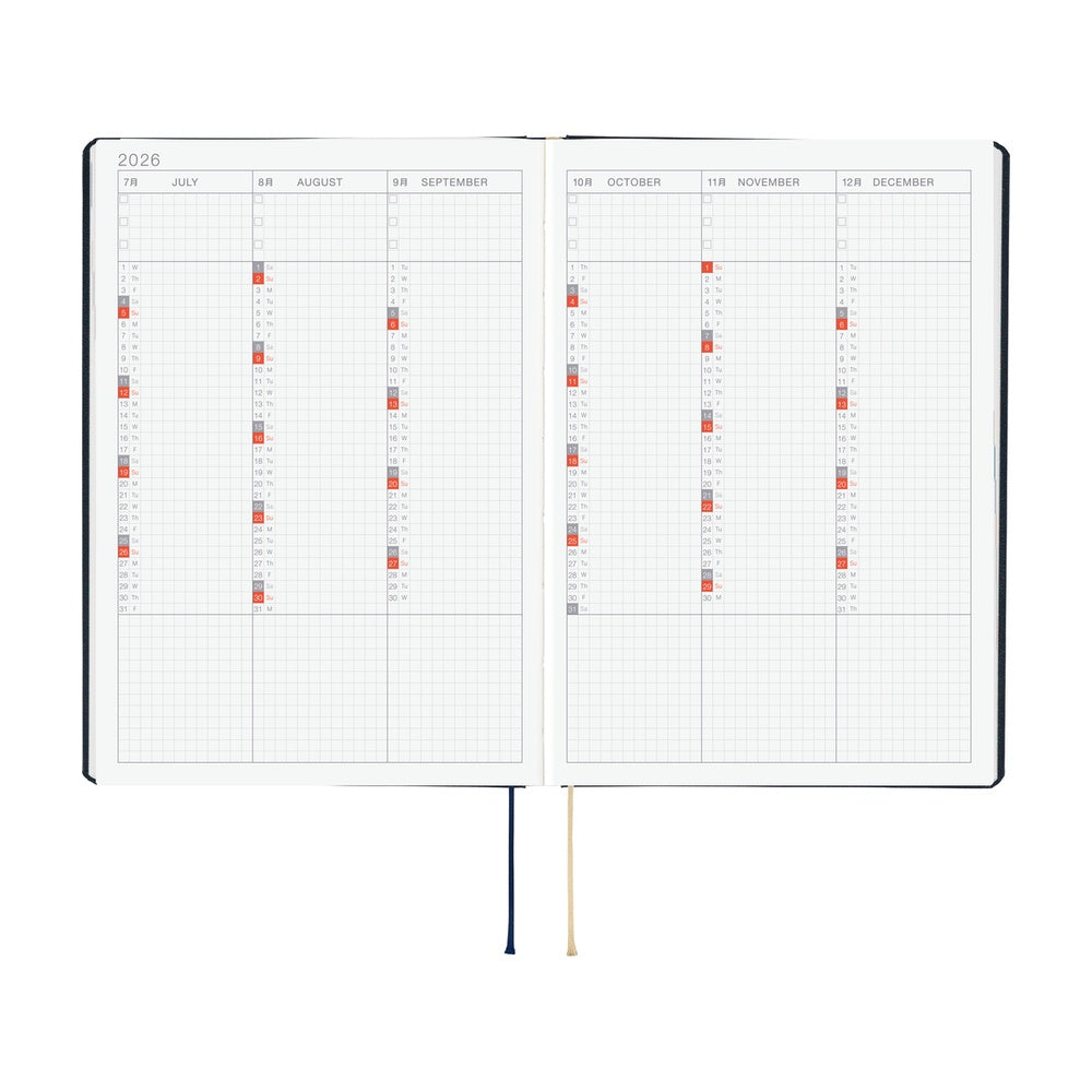 2026 Hobonichi Techo A5 English HON Slash / Navy《January Start | English | A5》