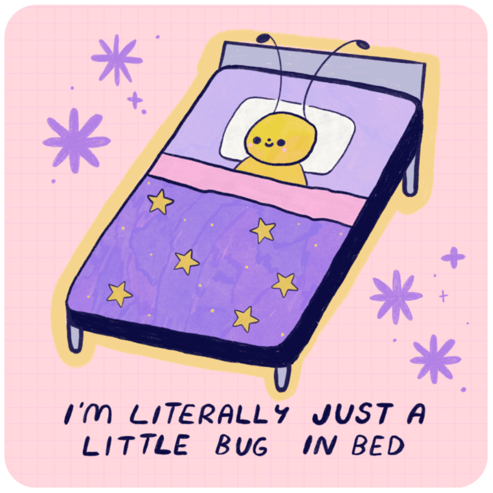 Little Bug In Bed Sticker · Tender Ghost