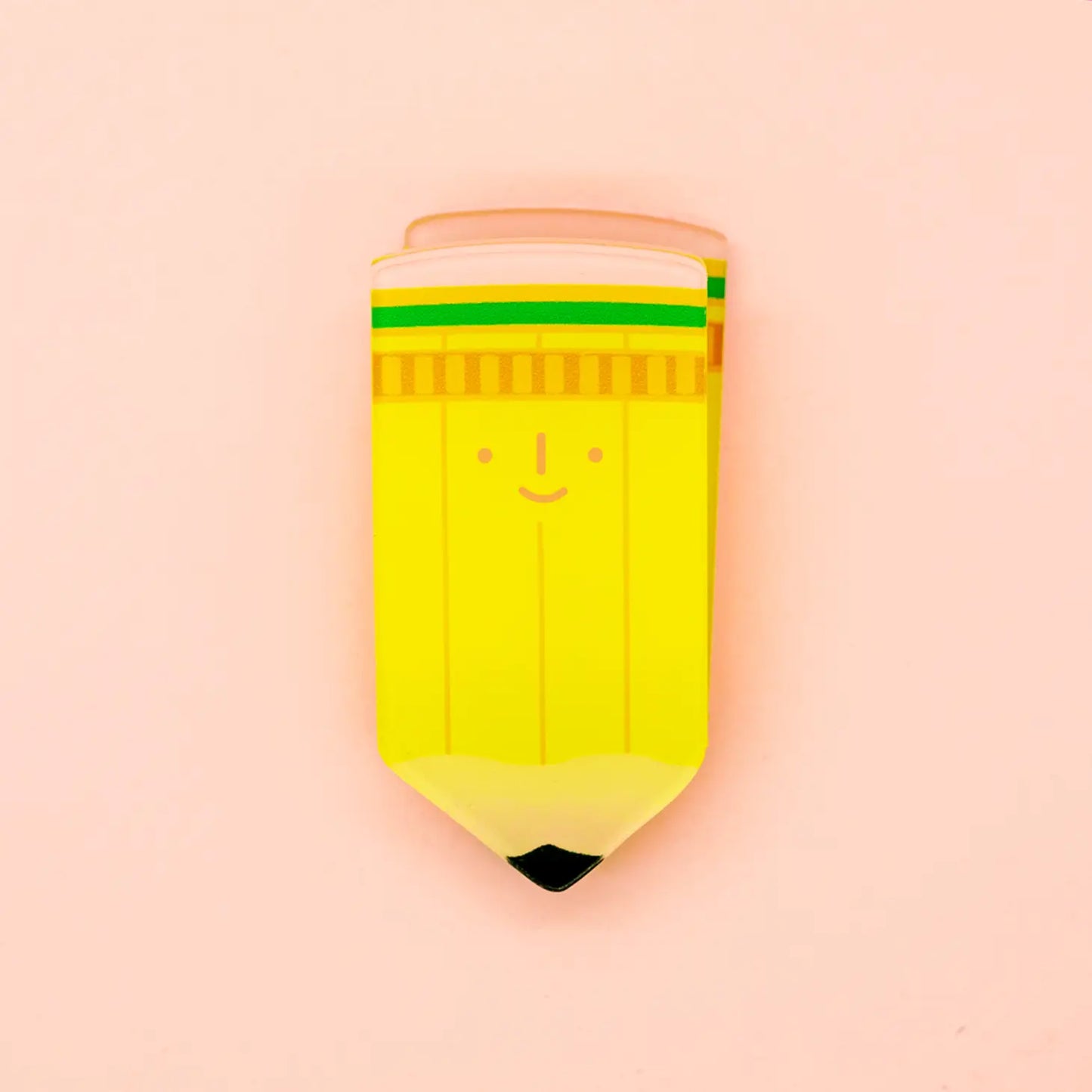 Happy Pencil! Decorative Double-Sided Clear Acrylic Clip