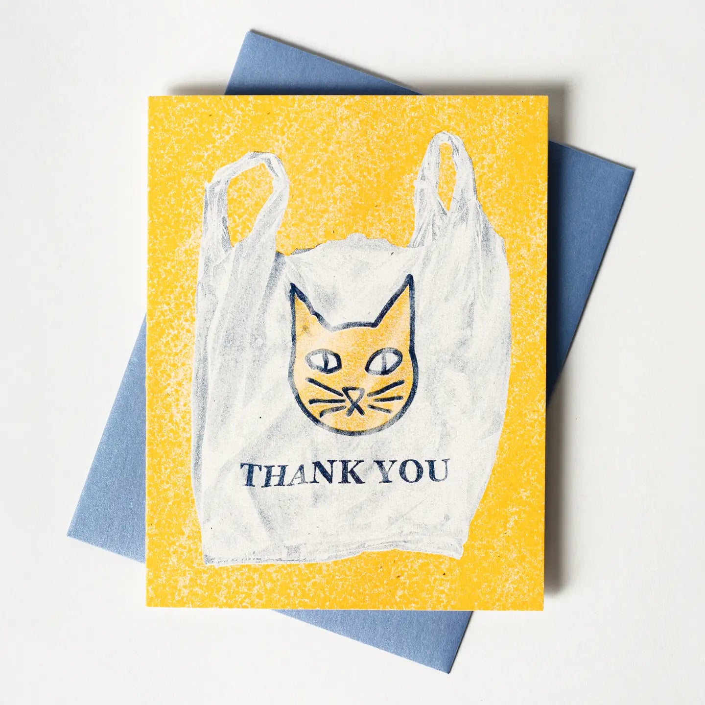 Thank You Cat Bag Risograph Card · Bromstad Printing Co.