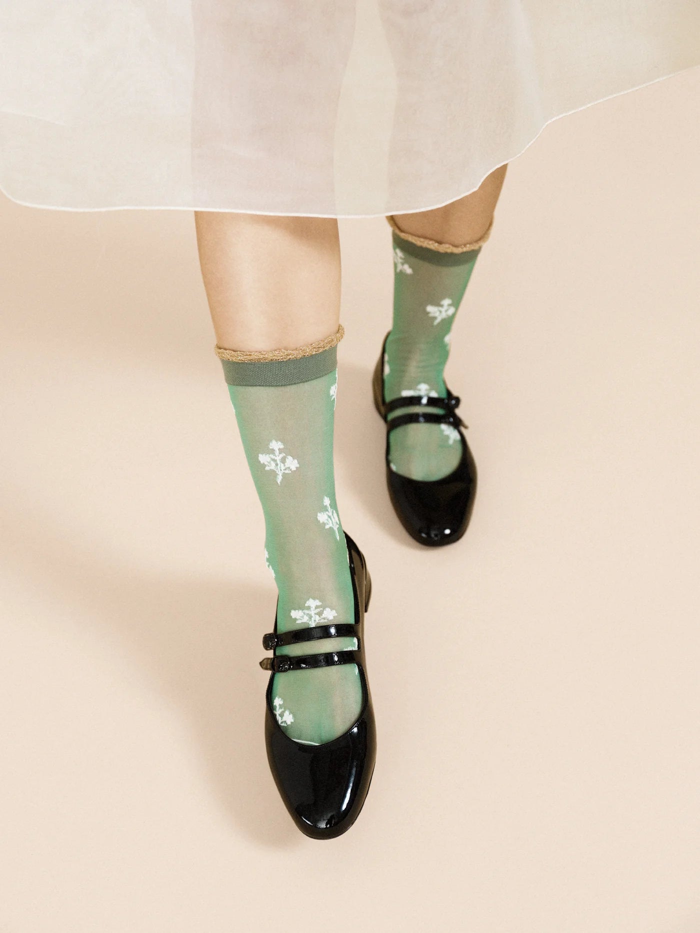 Floral Clover Sheer Crew Socks · Hansel+Basel