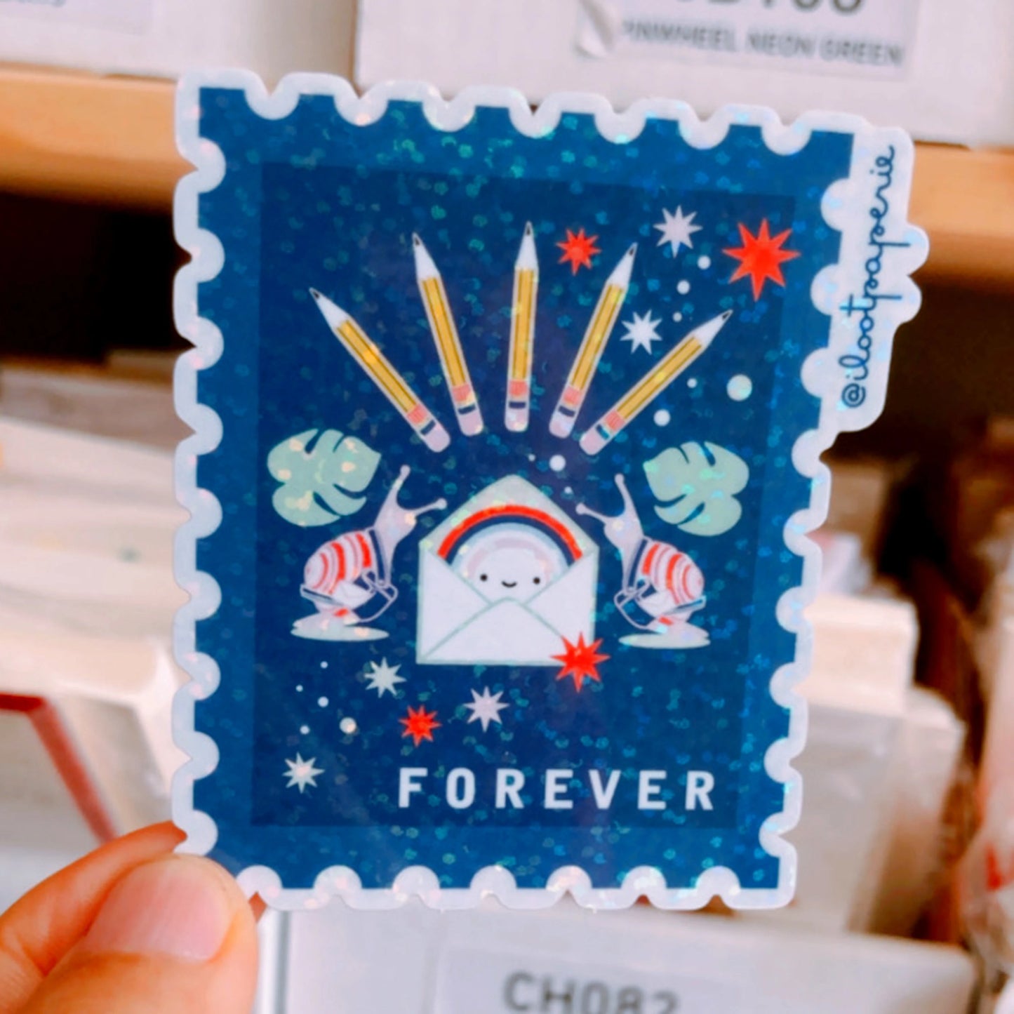 Glitter Forever Snail Mail Bonanza Stamp Sticker / Ilootpaperie