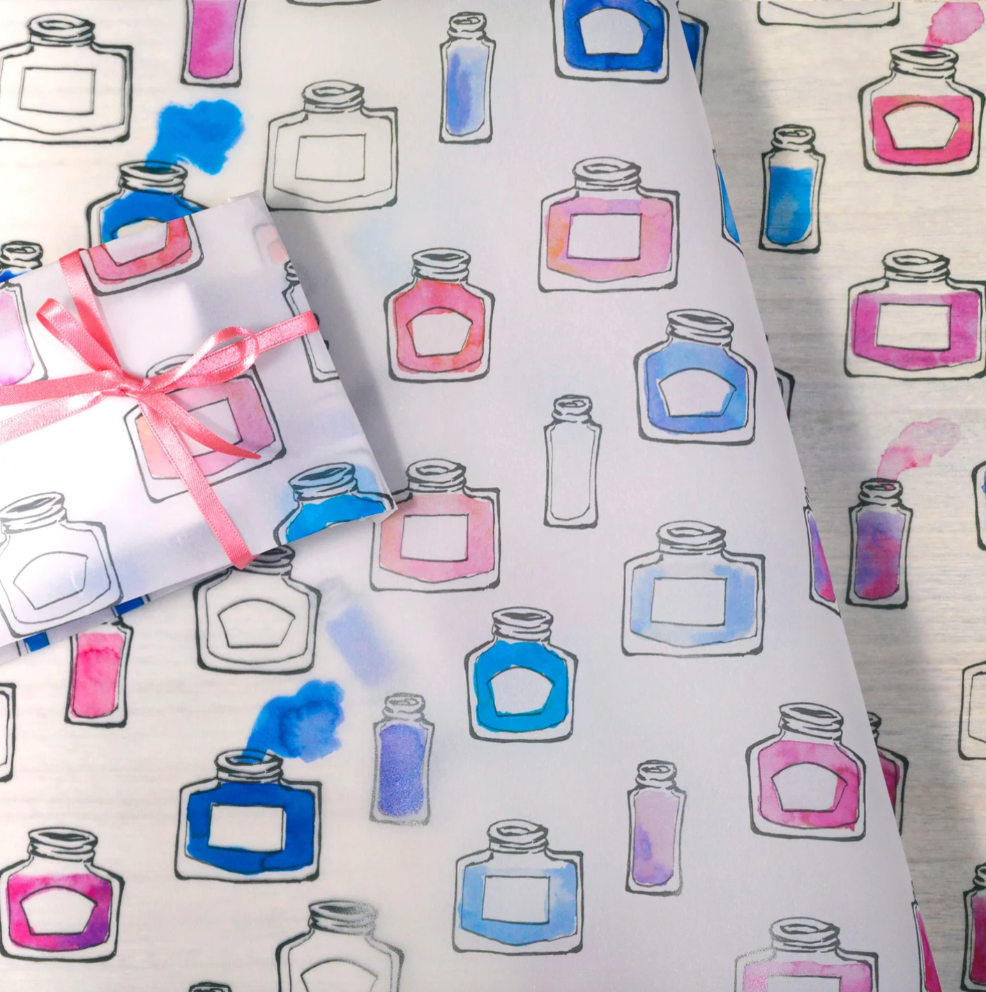 Ink Bottle Tracing Wrapping Paper · Regaro Papiro