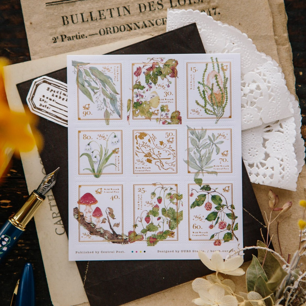 Wild Wreath Stamp Sticker Sheet · OURS Studio
