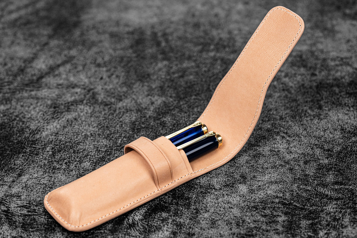 Leather Flap Pen Case / Un-dyed Two Pens · Galen Leather Co.