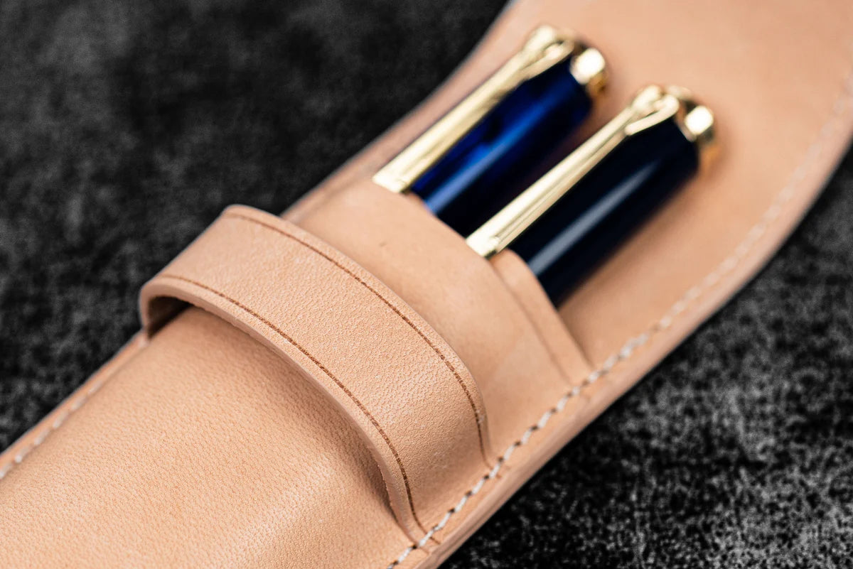 Leather Flap Pen Case / Un-dyed Two Pens · Galen Leather Co.