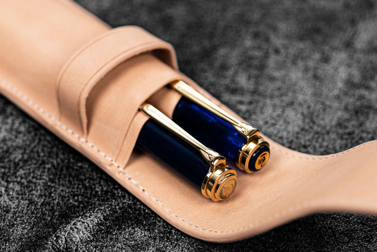 Leather Flap Pen Case / Un-dyed Two Pens · Galen Leather Co.