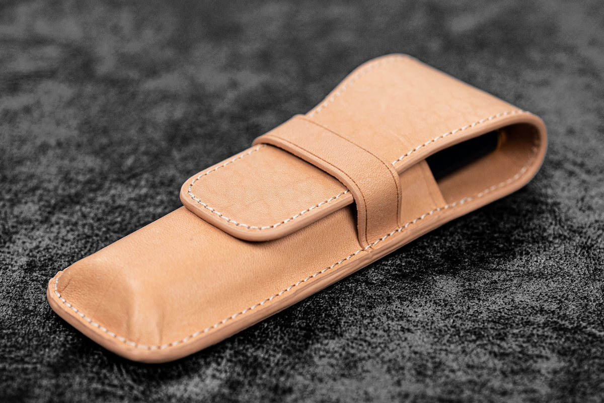 Leather Flap Pen Case / Un-dyed Two Pens · Galen Leather Co.