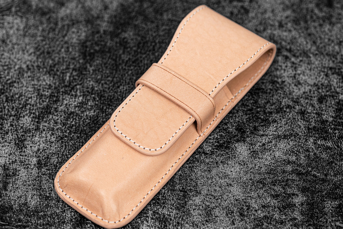 Leather Flap Pen Case / Un-dyed Two Pens · Galen Leather Co.