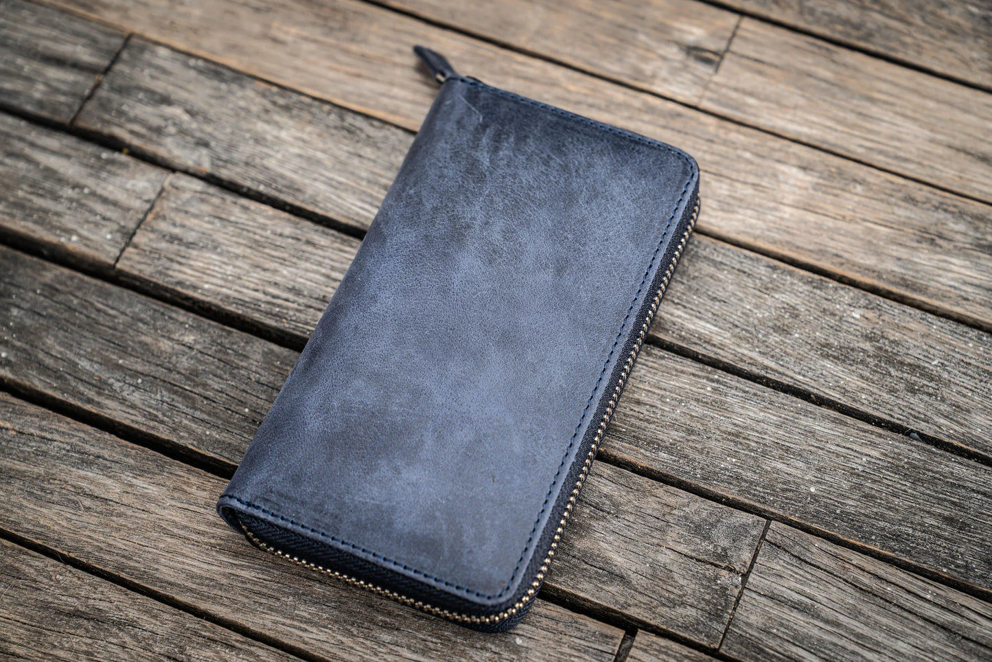 Leather Zippered Pen Case / Navy 3 Slots · Galen Leather Co.