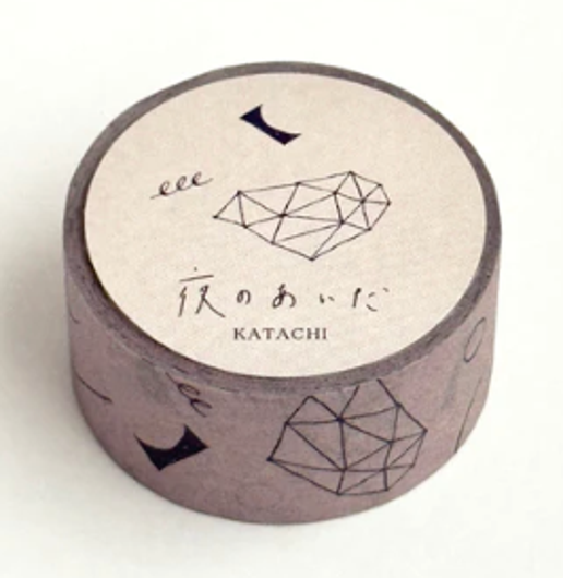 Night Katachi (Shape) Beige Washi Tape · Nishisuku x Mizushima