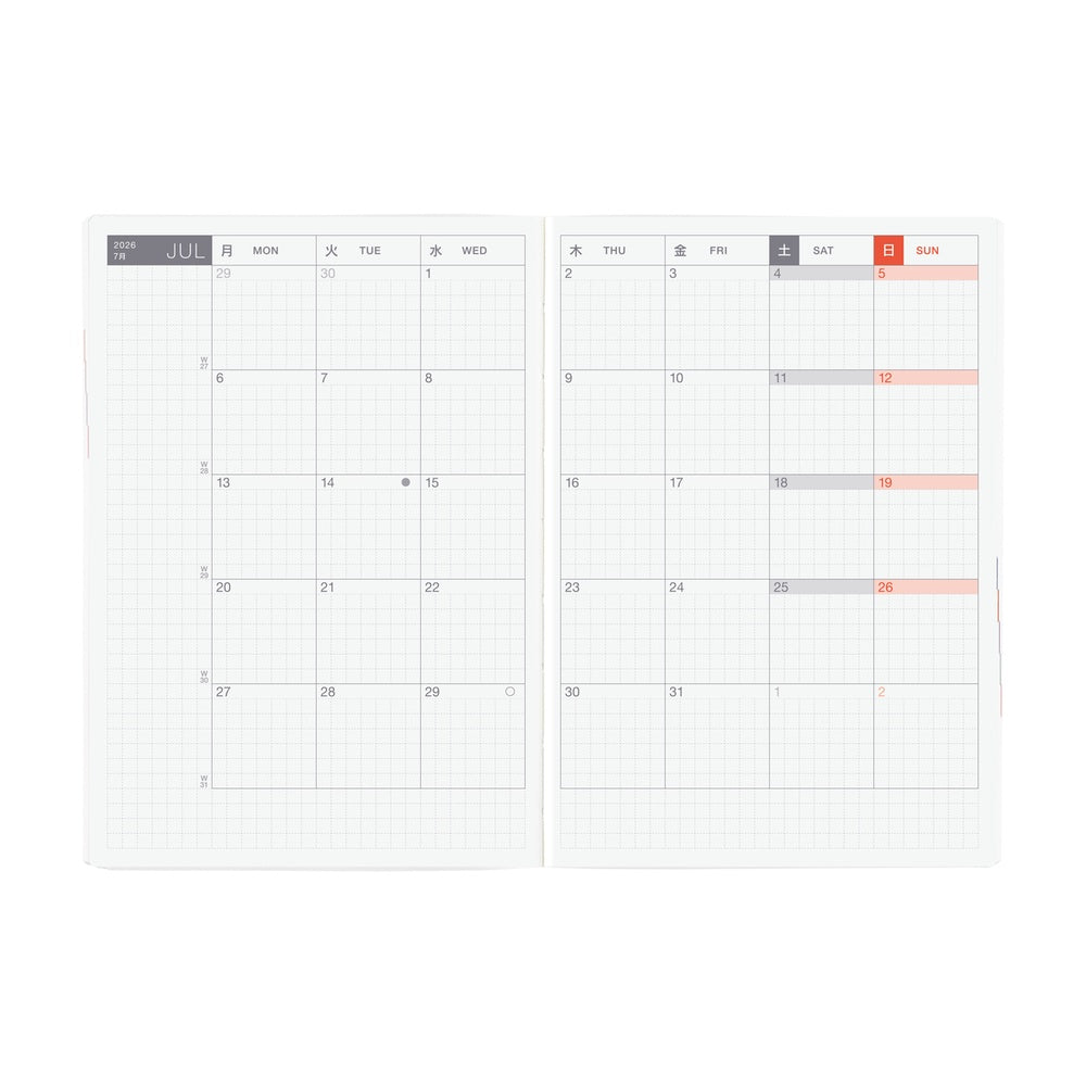 2026 Hobonichi Techo A6 English HON Paper Series: Black Gingham 《January Start | English | A6》
