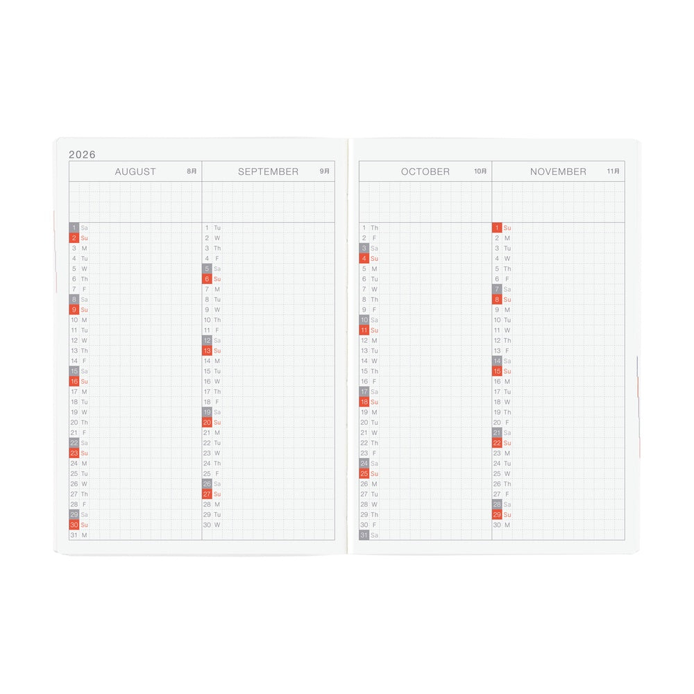 2026 Hobonichi Techo A6 English HON Paper Series: Black Gingham 《January Start | English | A6》