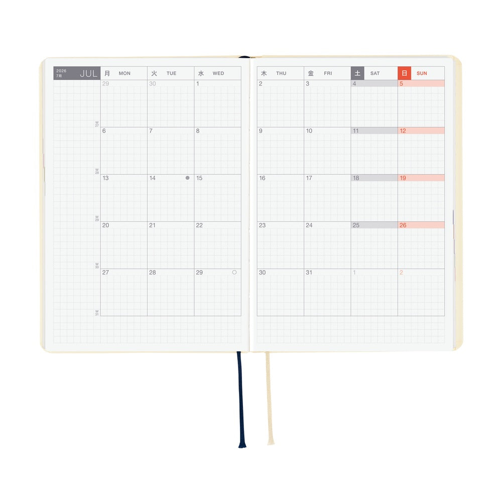 2026 Hobonichi Techo A6 English HON Slash / Ivory《January Start | English | A6》