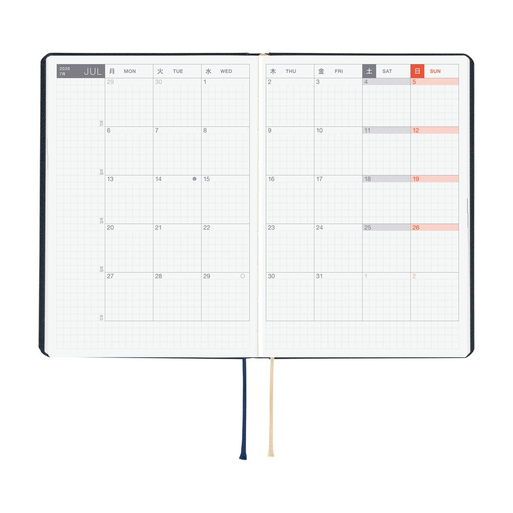 2026 Hobonichi Techo A6 English HON Slash / Navy Blue《January Start | English | A6》