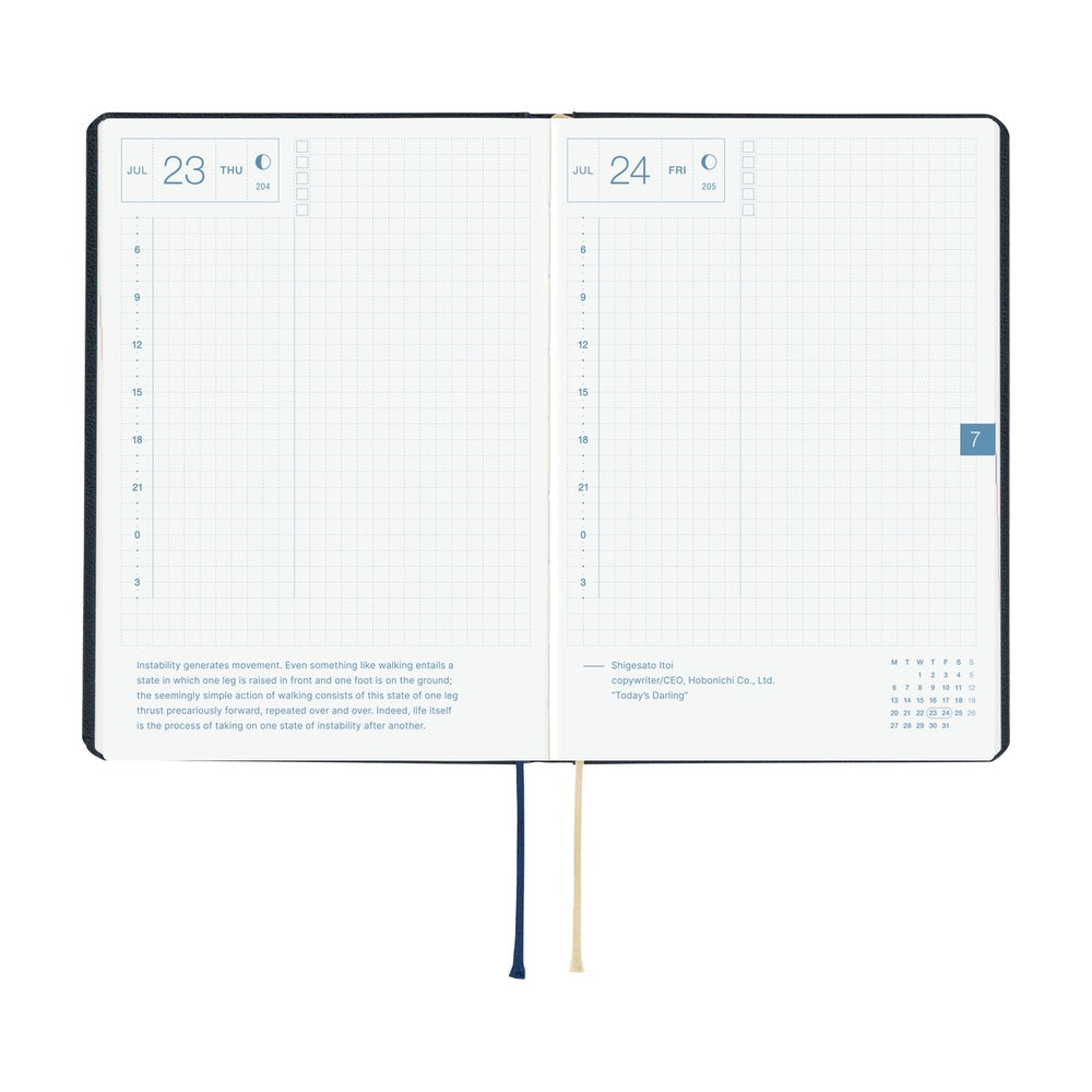 2026 Hobonichi Techo A6 English HON Slash / Navy Blue《January Start | English | A6》