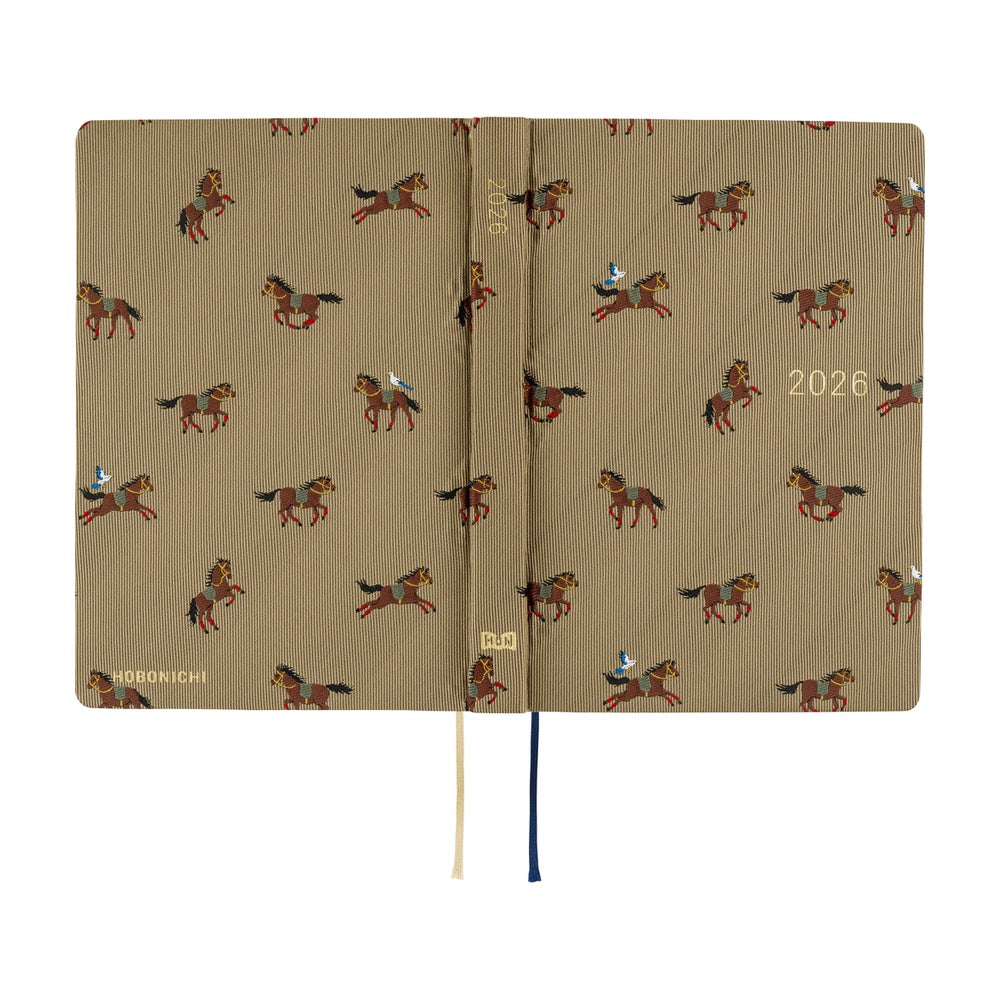2026 Hobonichi Techo A6 HON / Bow & Tie: Galloping Horses《January Start | English | A6》