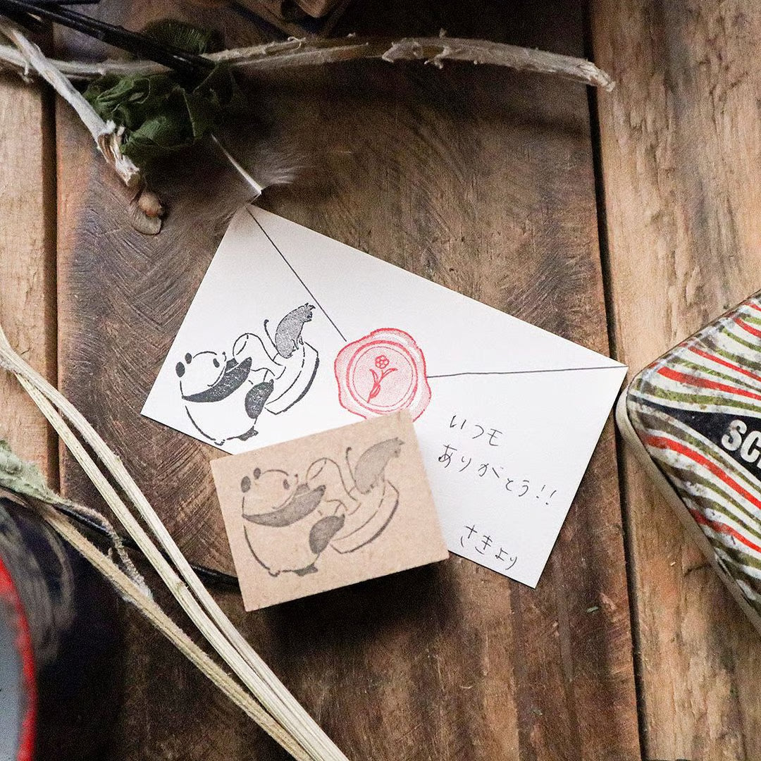 Stationery Panda Wooden Stamp・Keibunsha & meriBUN