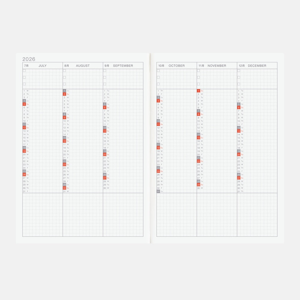 2026 Hobonichi Techo English Cousin Book《January Start | English | A5》