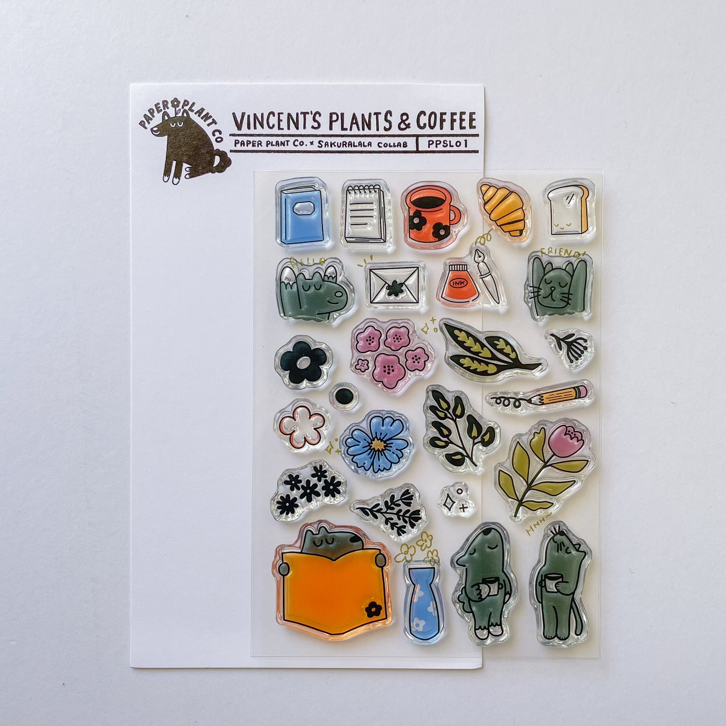 Vincent's Plants & Coffee Clear Stamps · Paper Plant Co x Sakuralala