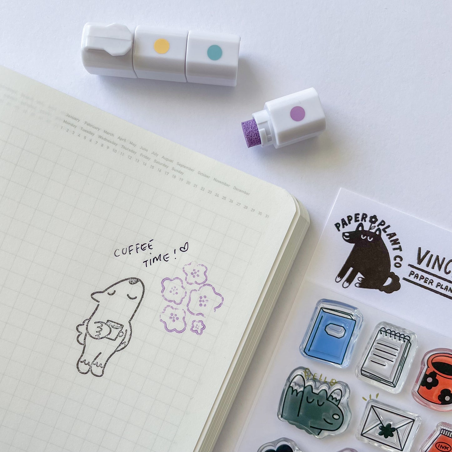 Vincent's Plants & Coffee Clear Stamps · Paper Plant Co x Sakuralala